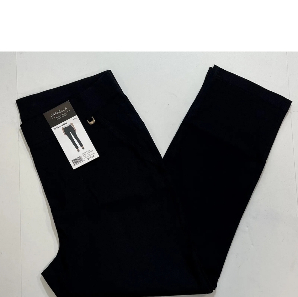 NWT Rafaella Women's Pull On Slim Fit Stretch Dress Pant Ankle Length Black Sz 8